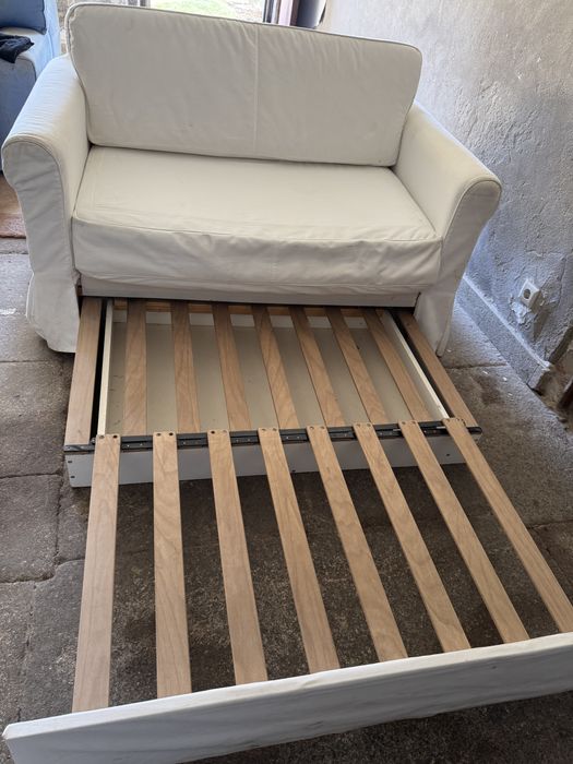 Sofá cama branco estrado ikea casal 3 lugares
