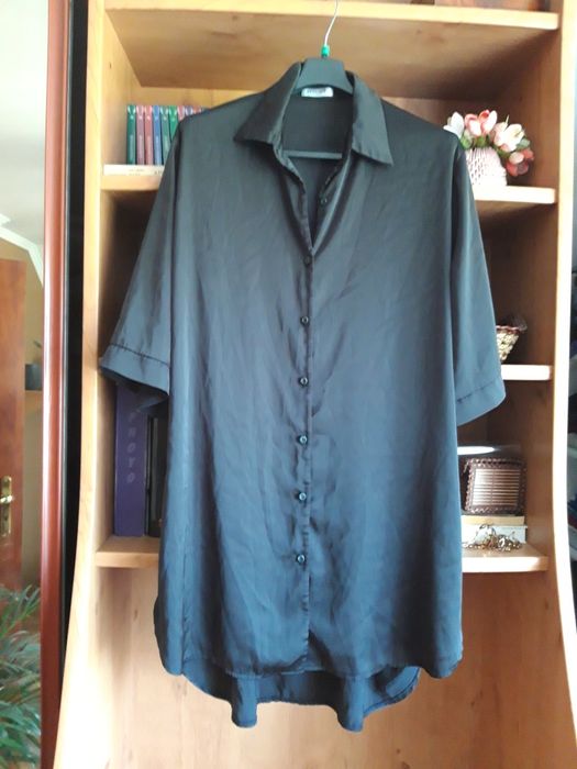 Czarna dłuższa bluzka koszulowa koszula rozmiar 46/48/50  4XL