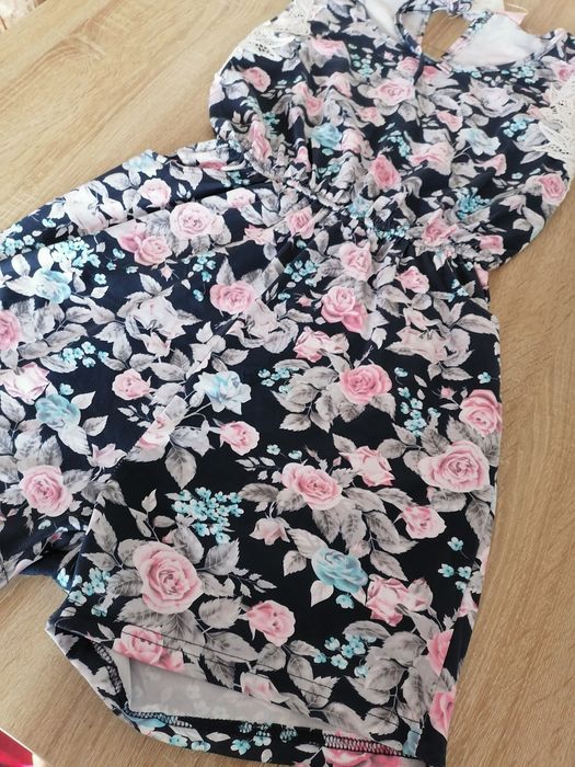 Kombinezon kwiaty koronką L XL