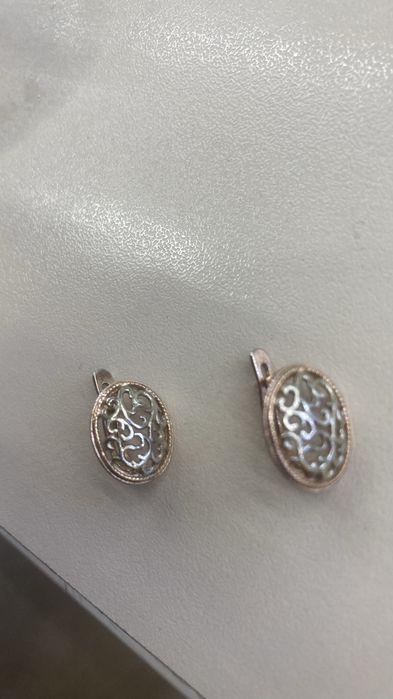 Сережки срібні в позолоті, іконка та каблучка