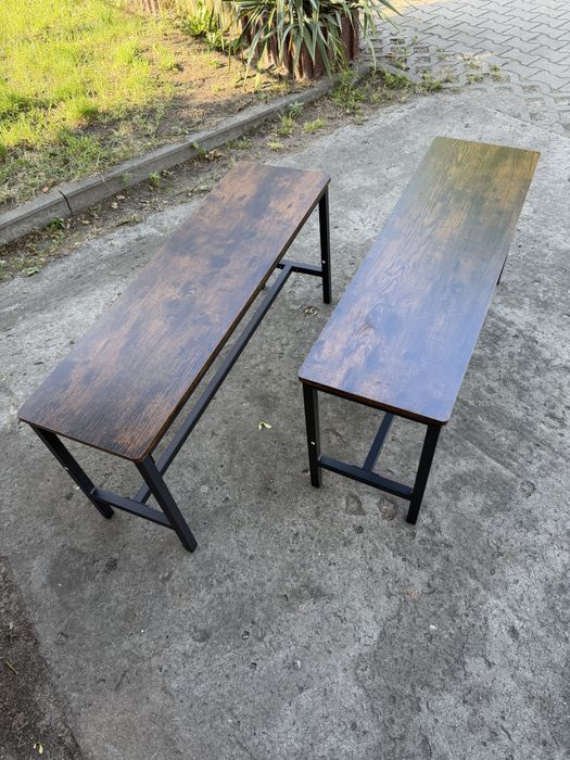 Dwie dlugie Lawki logtowe industrialne 108 cm