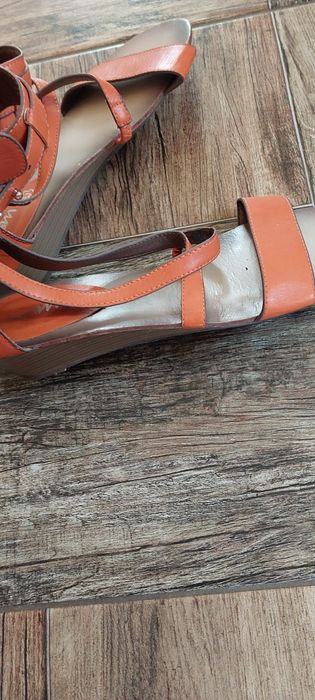 Sandalki sandały 39 40 pomarańczowe buty na koturnie