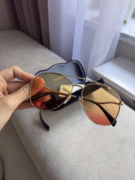Okulary przeciwsłoneczne Gucci GG0969S aviator zolte pomaranczowe