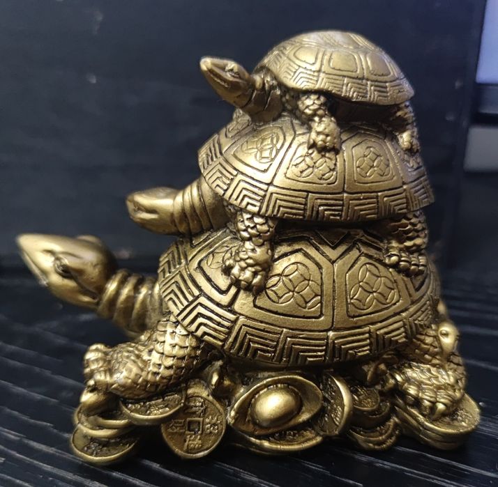 Escultura Feng Shui – 3 Tartarugas da Prosperidade | Excelente estado