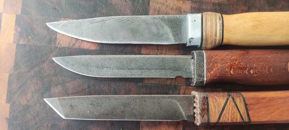 Рабочие ножи ручной работы: Дерево, Танто, Микарта, Сталь - напильники