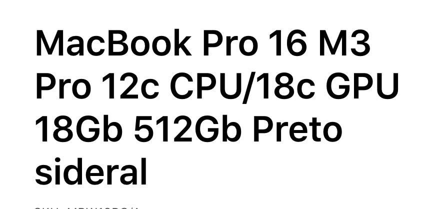 Macbook pro m3 pro 16 36gb 512gb 12c CPU 18c GPU