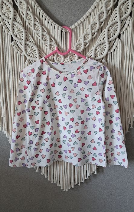H&M kremowa bluzka w serca R 116/122
