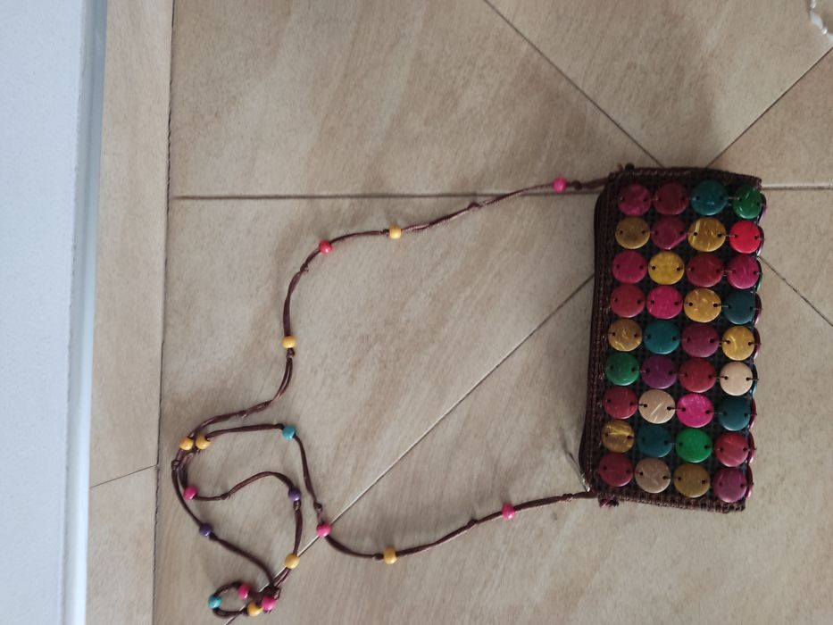 Etniczna kolorowa torebka na ramię na suwak