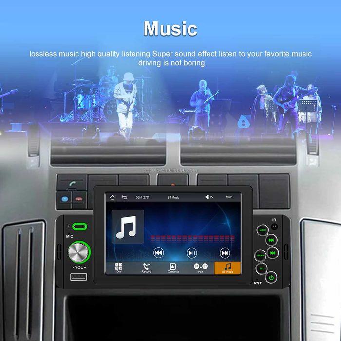 Rádio 1DIN | Ecrã 5" HD | CarPlay & Android Auto WIRELESS | Universal