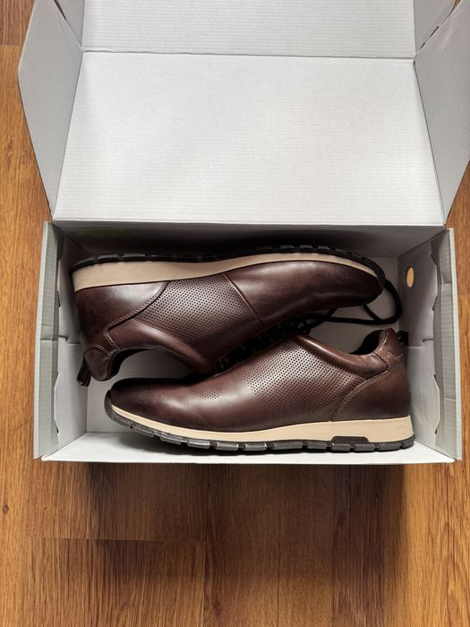 NOWE! Buty wojas sneakers męskie skórzane brązowe