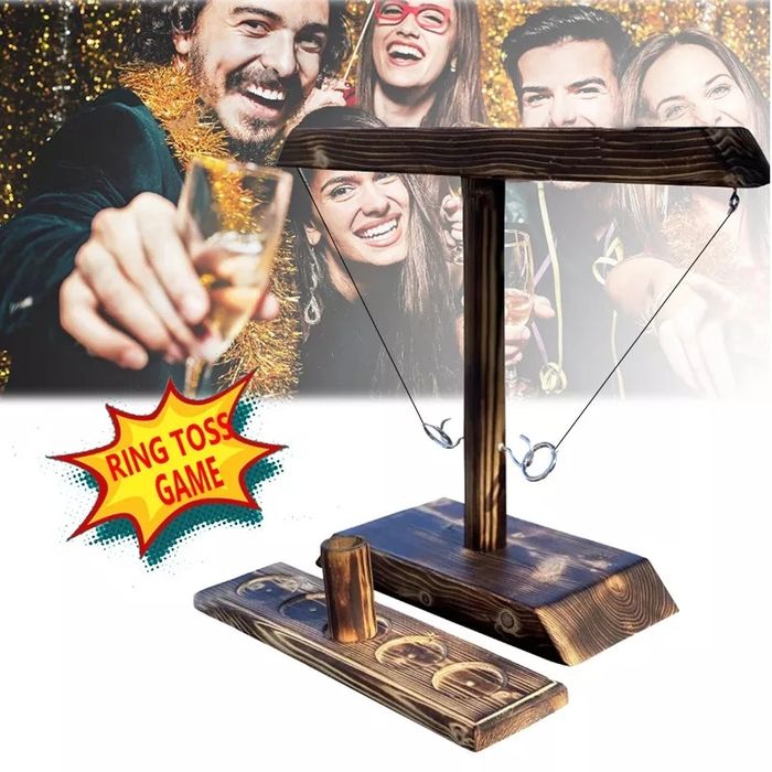Jogo de Bebida Tik Tok - Ring Toss Madeira
