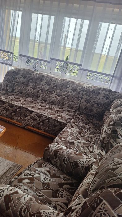 Narożnik z funkcją spania i fotel