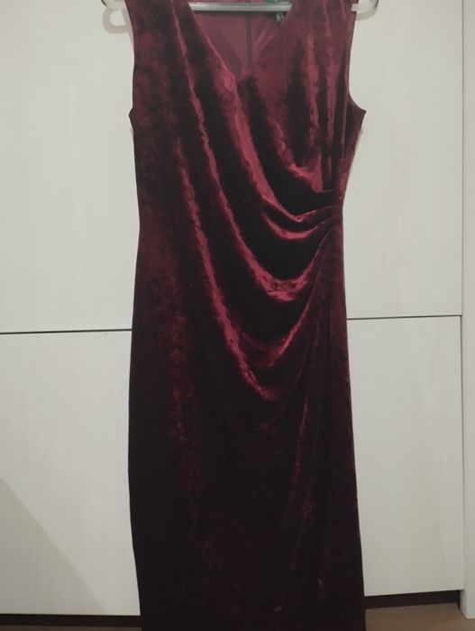 Sukienka welurowa bordowa L