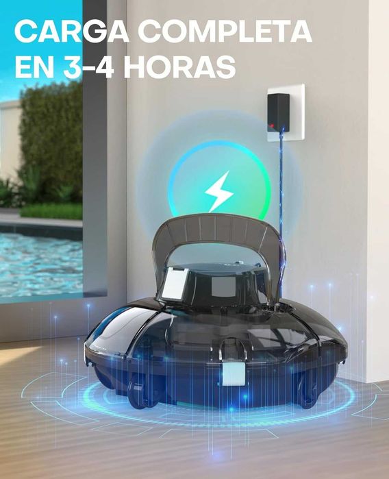 Robô de limpeza de piscina sem fios.