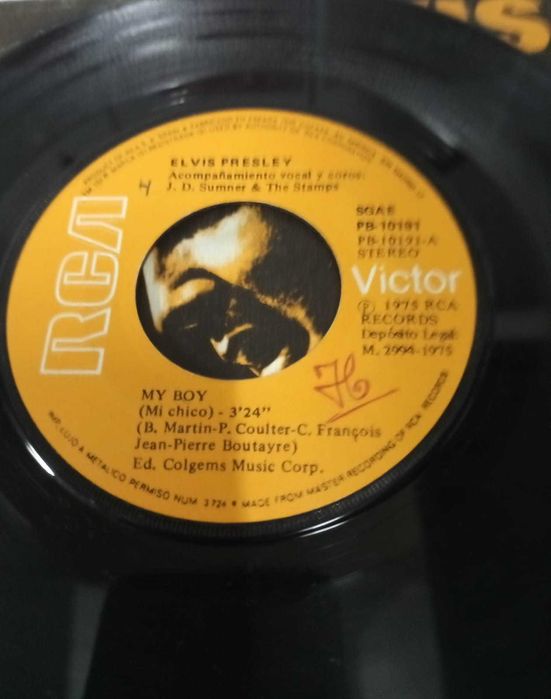 Disco Vinil Single Elvis Presley ‎– My Boy = Mi Chico