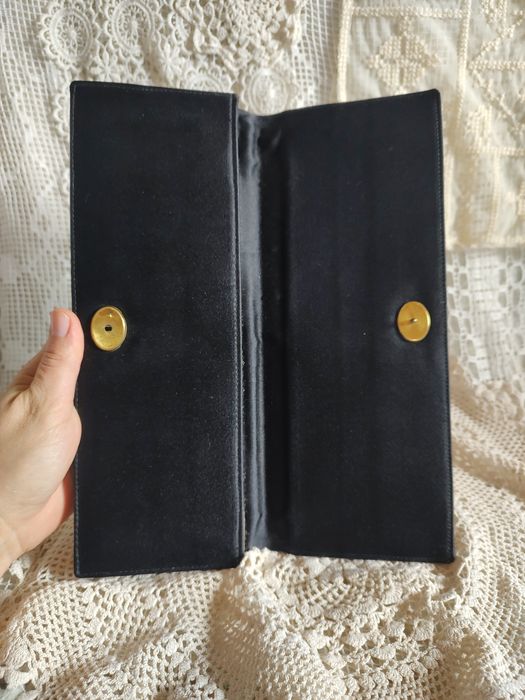 Kopertówka vintage czarna z kwiatową taśmą