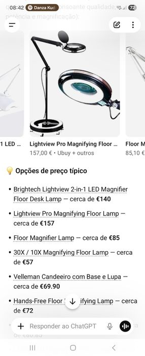 Lupa com luz de pé alto para estética na caixa nova