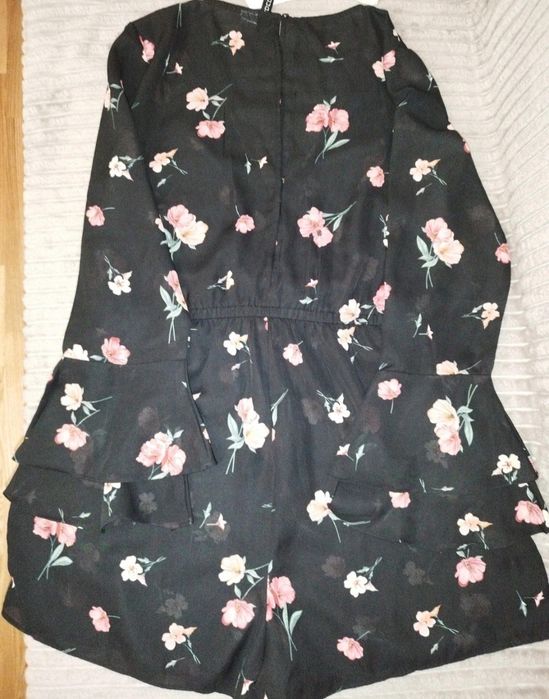 Kombinezon krótki damski 42 h &m czarny kwiaty