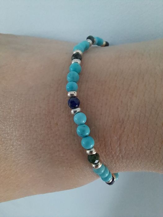 Bransoletka na gumce turkusowa