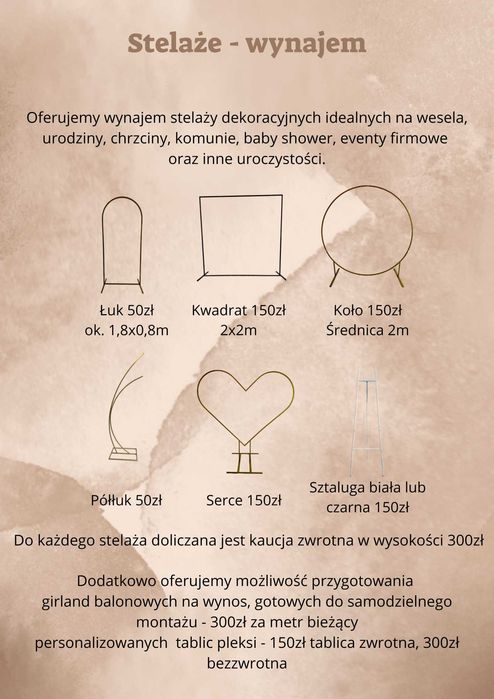 Stelaze dekoracyjne na wynajem