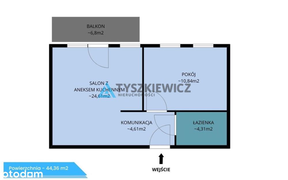 Mieszkanie 2 pok. 44,36m2 Jasień, Wróbla Staw