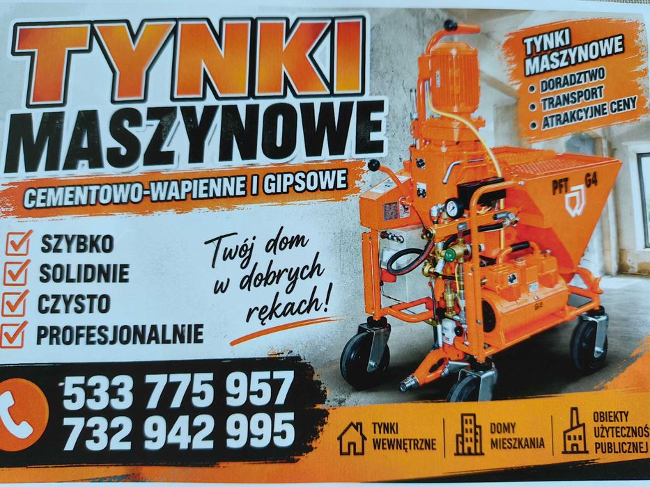 Tynki maszynowe cementowo-wapienne oraz gipsowe