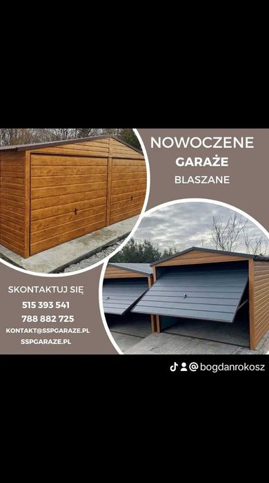 Garaże blaszane drewnopodobne, PREMIUM, każdy wymiar, cała Polska