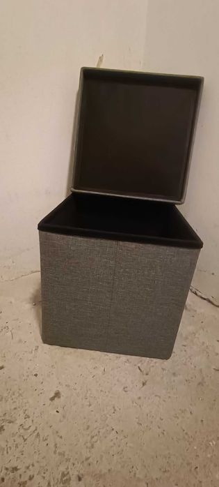 Pufa składana ze schowkiem szara