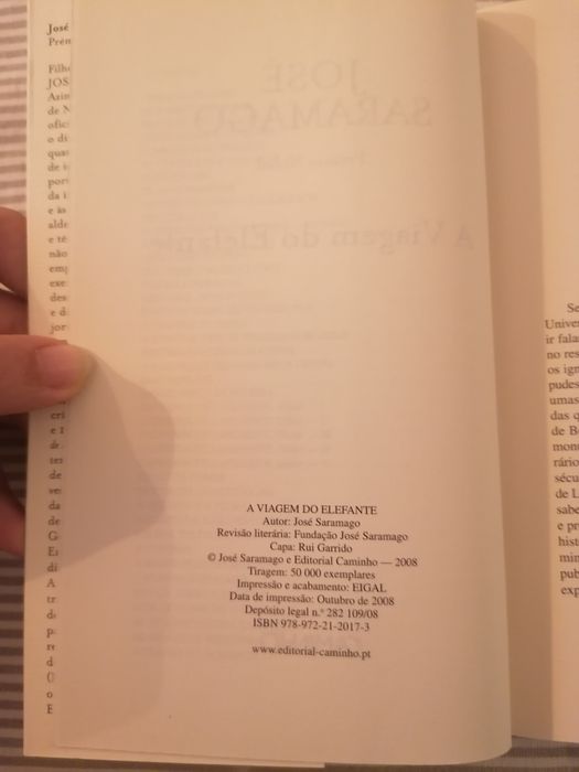 1a Edição - A Viagem do Elefante de José Saramago