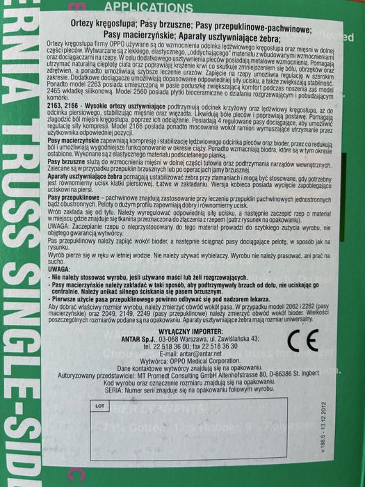 Pas przepuklinowy pchwinowy lewostronny XL