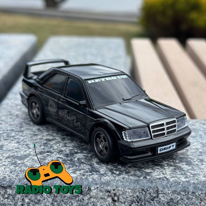 Дрифт машинка Mercedes W201 Mini Drif Черная на радиоуправлении 1:43