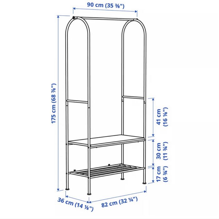 Suporte p/cabides c/arrum p/sapatos, antracite, 90x36x175 cm