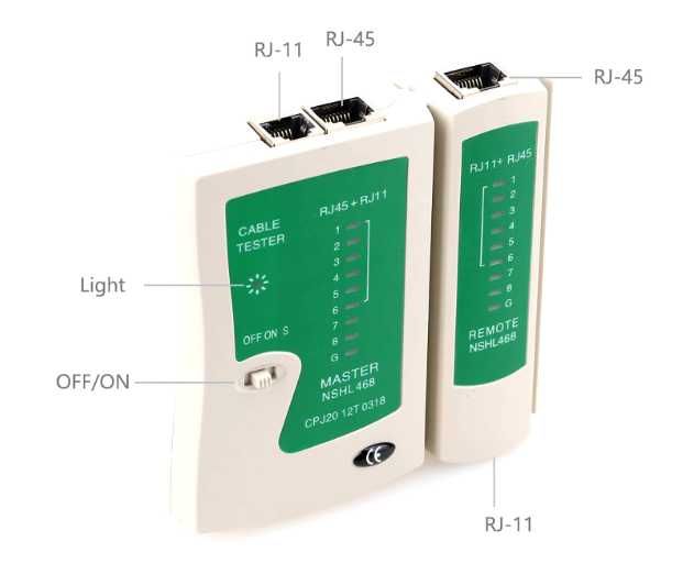 Testador de Cabos LAN RJ45-RJ12-RJ11