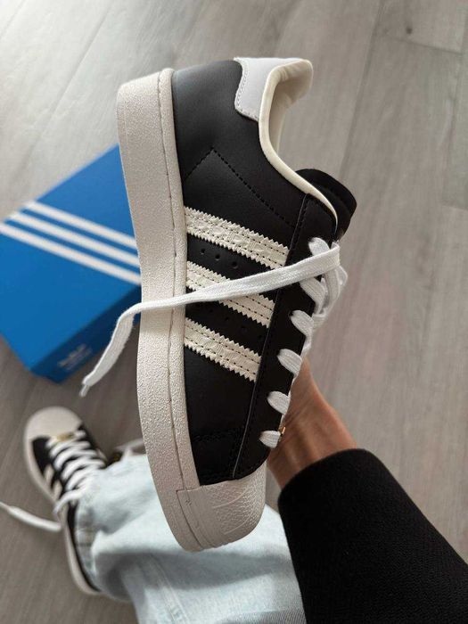 Кросівки Adidas Superstar Core Black Cream premium | Кроссовки Адидас жіночі чоловічі