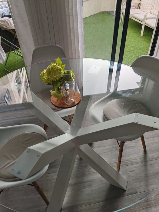 Mesa Redonda de vidro temperado