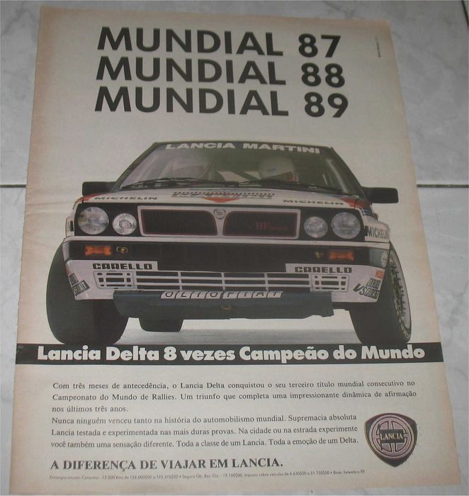 Poster - Lancia Delta - 3 Vezes Campeão do Mundo - 1987, 1988, 1989