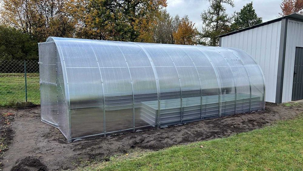 Szklarnia ogrodowa Gaudi 3x8m, poliwęglan 4mm, profil 25x20mm