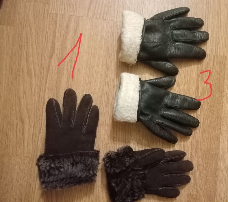 Перчатки  -кожа и замш.