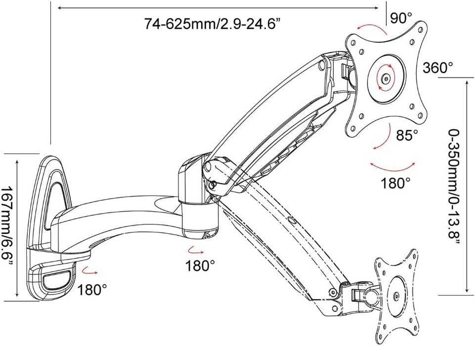 HFTEK HF18DB Height Adjustable LCD Monitor Wall Mount
