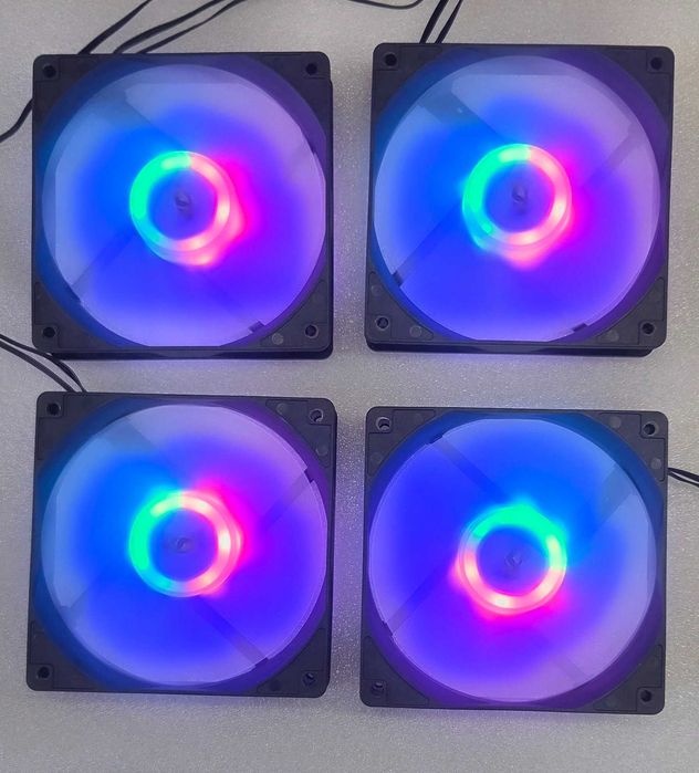 Zestaw czterech wentylatorów 120mm argb DarkFlash + kontroler ARGB