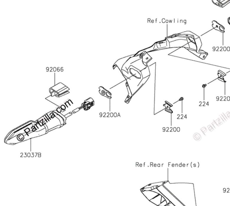 Правий поворот Kawasaki z650 ninja 650 (оригінал) OEM LED 23037-0528