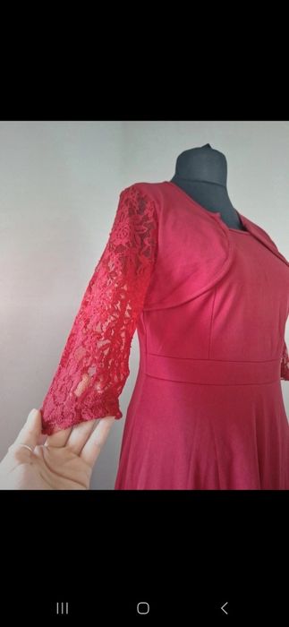 Damska sukienka XL z wszytym bolerkiem elegancka koronka