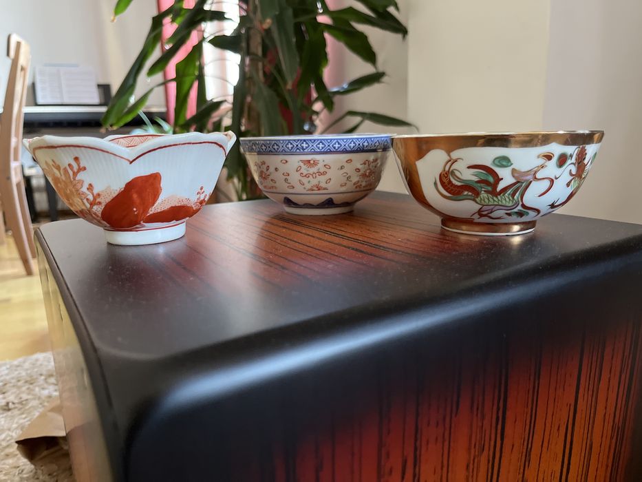 Conjunto de 3 taças de louça chinesa