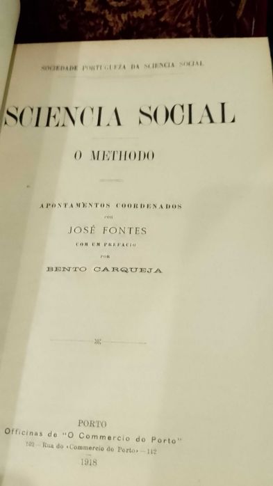 Sciencia Social (O Methodo) 1918 José Fontes