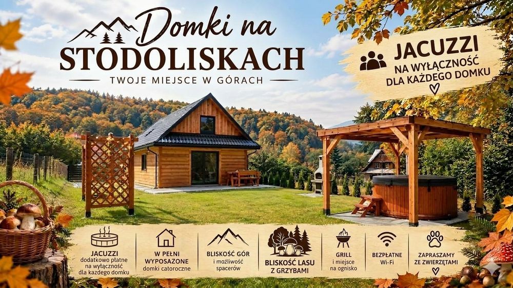 Domki w górach z jacuzzi do wynajęcia, Sylwester, ferie, Beskid Wyspowy