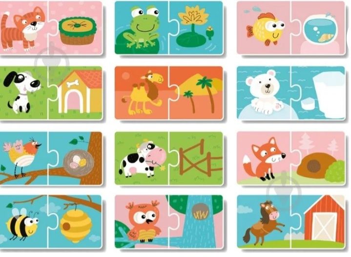 Пазли Тварини та їхні будиночки DODO 24 елементи