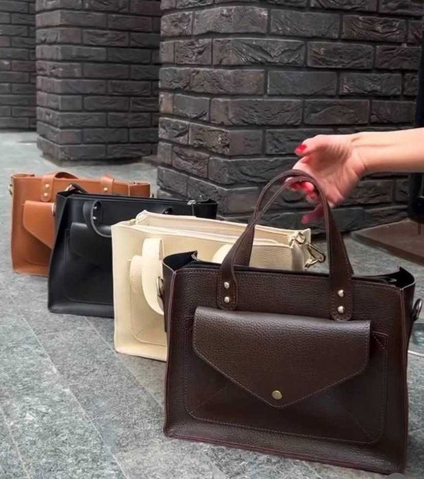 Сумка тоут, тёмно-коричневая