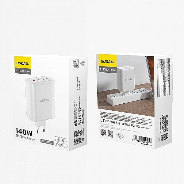 Ładowarka sieciowa GaN Dudao A140eu Usb-a / 3xUSB-C Pd 140w - biała