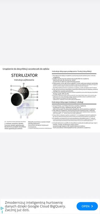 Sterylizator szczoteczek do zębów