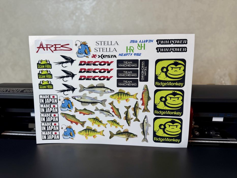 Рибальські стікери на авто, човен, ящик — A3 водостійкий вініл